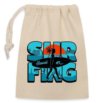 Surf Hawaï - Sac cadeau en coton avec cordon (14 x 20 cm) - nature - Devant