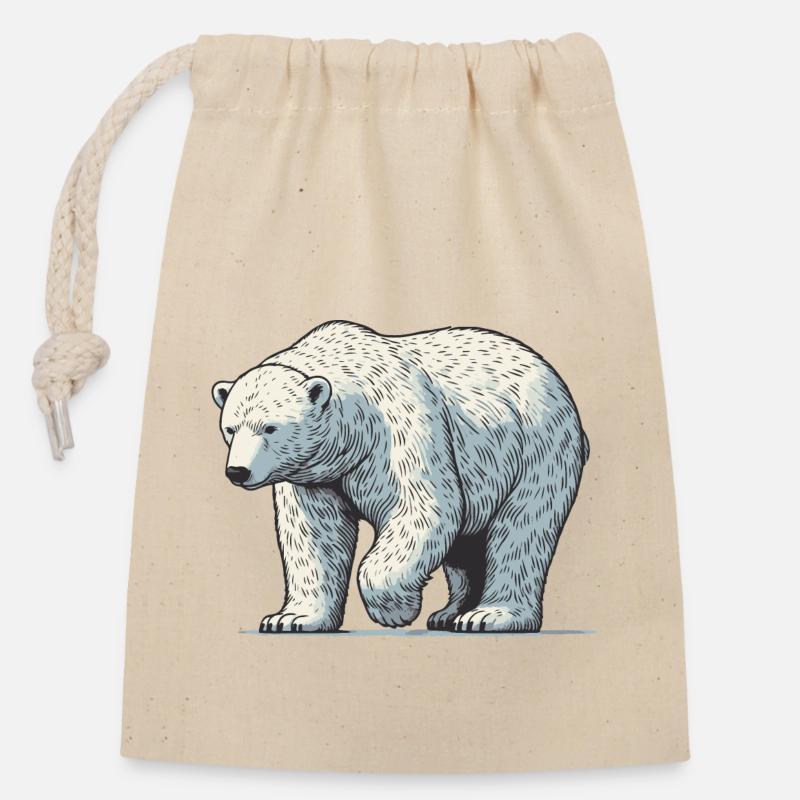 Eisbär - Verschließbarer Geschenkbeutel aus Baumwolle (14x20cm) - Natur