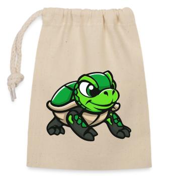 Bande dessinée Tortue - Sac cadeau en coton avec cordon (14 x 20 cm) - nature - Devant