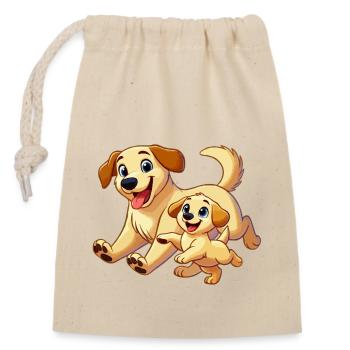 Labrador mother and child frolicking - Closable cotton gift bag (14x20cm) - nature - Front