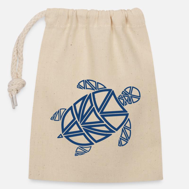 Turtle - Closable cotton gift bag (14x20cm) - nature