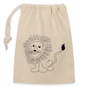 Lion - graphique en noir et blanc - Sac cadeau en coton avec cordon (14 x 20 cm) - nature - Devant