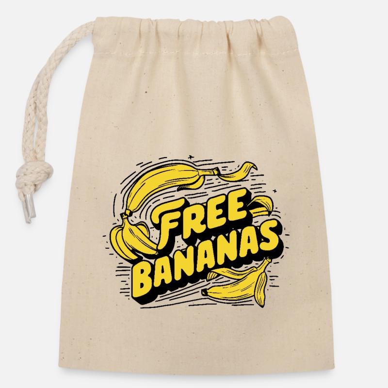 Free bananas - Closable cotton gift bag (14x20cm) - nature