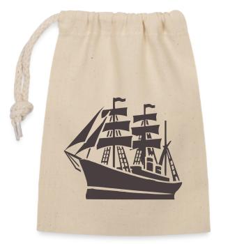 Schiff Schifffahrt - Verschließbarer Geschenkbeutel aus Baumwolle (14x20cm) - Natur - Vorne