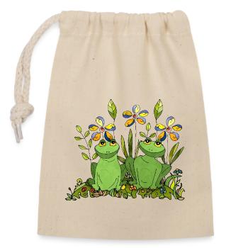 Frogs - Closable cotton gift bag (14x20cm) - nature - Front