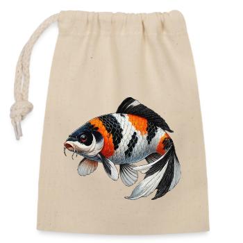 carpe koï ou wi sw - Sac cadeau en coton avec cordon (14 x 20 cm) - nature - Devant