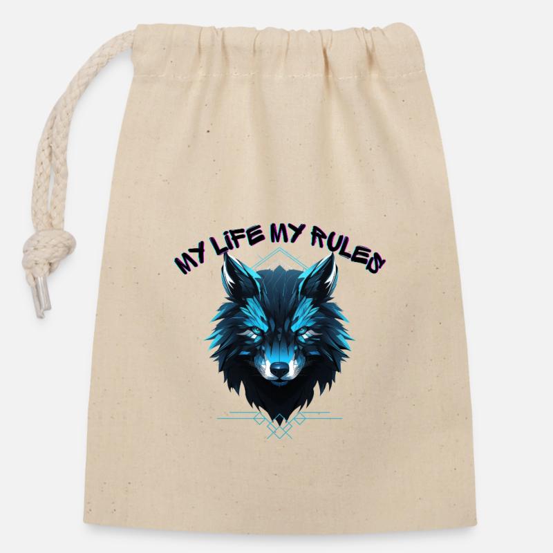 My life my rules - Closable cotton gift bag (14x20cm) - nature