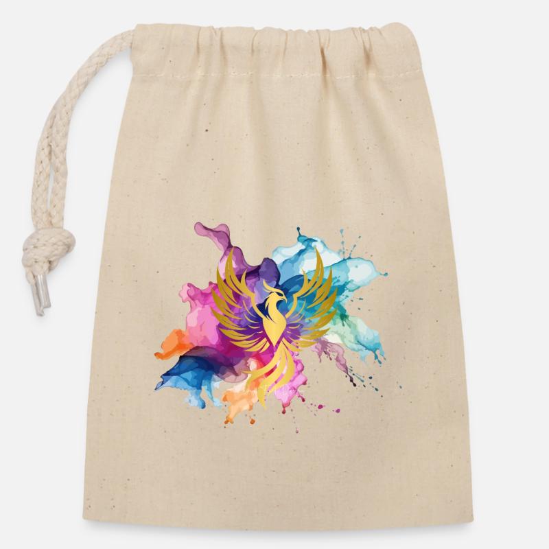 Phönix - Verschließbarer Geschenkbeutel aus Baumwolle (14x20cm) - Natur