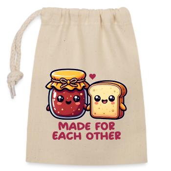 Brot und Marmelade - Verschließbarer Geschenkbeutel aus Baumwolle (14x20cm) - Natur - Vorne