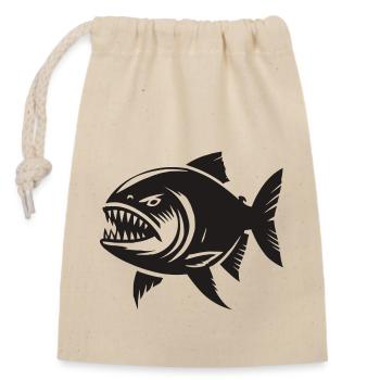 piranha - Closable cotton gift bag (14x20cm) - nature - Front
