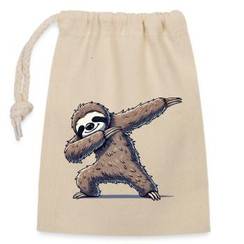 Faultier Dabbing - Verschließbarer Geschenkbeutel aus Baumwolle (14x20cm) - Natur - Vorne