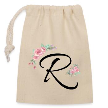 Letter r flowers - Closable cotton gift bag (14x20cm) - nature - Front