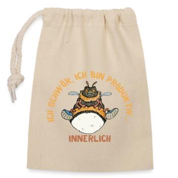Ich schwör, ich bin Produktiv - Innerlich - Verschließbarer Geschenkbeutel aus Baumwolle (14x20cm) - Natur - Vorne