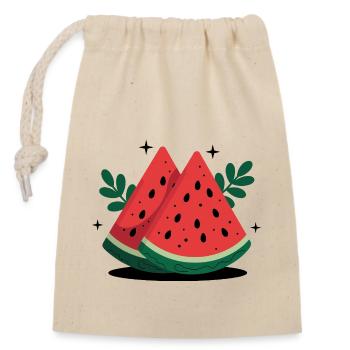 Watermelon: Sweet summer retreat - Closable cotton gift bag (14x20cm) - nature - Front