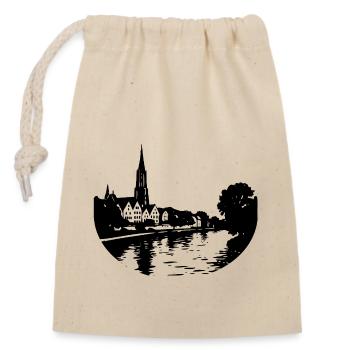 Donau in Ulm - Verschließbarer Geschenkbeutel aus Baumwolle (14x20cm) - Natur - Vorne