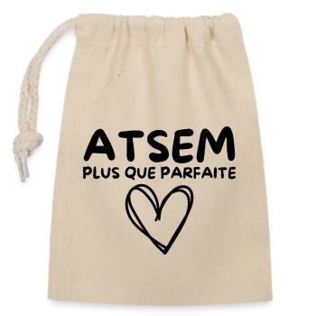 ATSEM plus que parfaite, c’est moi - Sac cadeau en coton avec cordon (14 x 20 cm) - nature - Devant