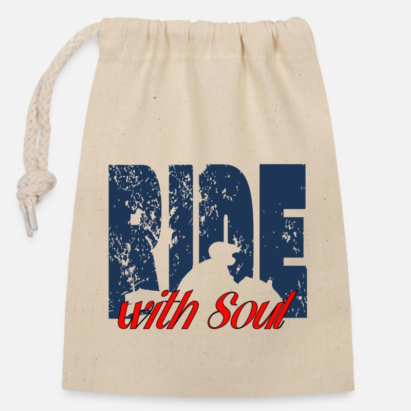 RideWithSoul - Closable cotton gift bag (14x20cm) - nature