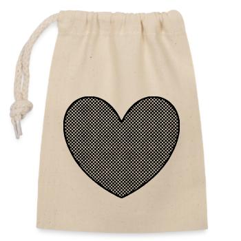 Heart Black Dotted Pattern Hearts - Closable cotton gift bag (14x20cm) - nature - Front