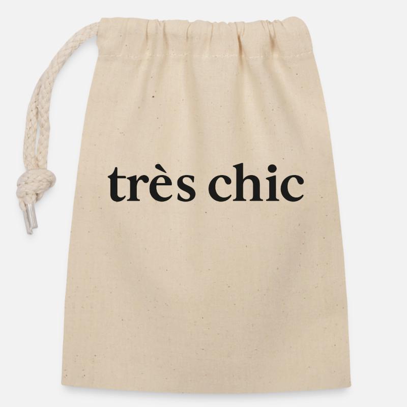 trés chic. Imprint - Closable cotton gift bag (14x20cm) - nature