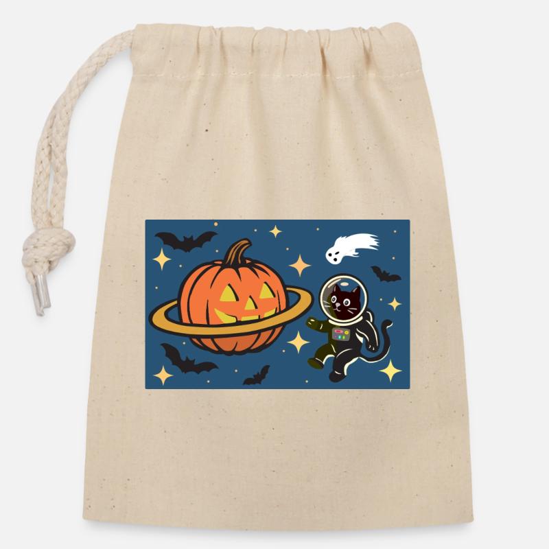 Halloween planet - Closable cotton gift bag (14x20cm) - nature