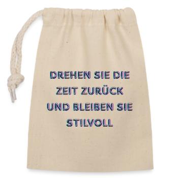 Neon lettering in retro style - Closable cotton gift bag (14x20cm) - nature - Front