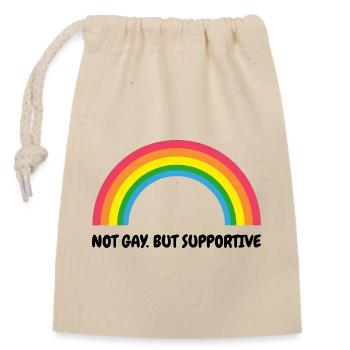 Not Gay But Supportive – Retro Regenbogen - Verschließbarer Geschenkbeutel aus Baumwolle (14x20cm) - Natur - Vorne