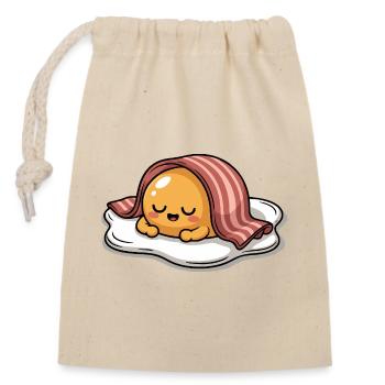 Oeuf endormi avec bacon Dessin animé - Sac cadeau en coton avec cordon (14 x 20 cm) - nature - Devant