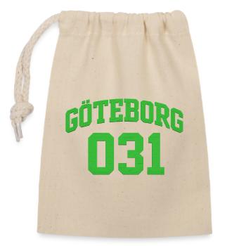 Göteborg 031 Green Block Text - Closable cotton gift bag (14x20cm) - nature - Front