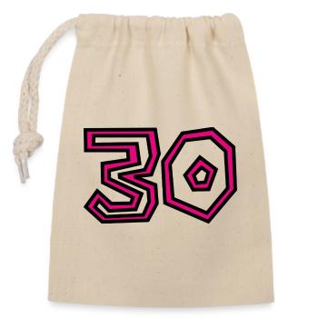 30. 30 YEARS. 30th ANNIVERSARY. 30 YEARS ANNIVERSARY. - Closable cotton gift bag (14x20cm) - nature - Front
