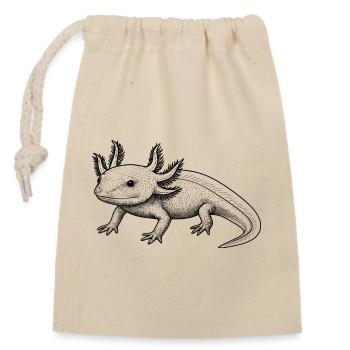 Axolotl Linienstil – schwarz - Verschließbarer Geschenkbeutel aus Baumwolle (14x20cm) - Natur - Vorne