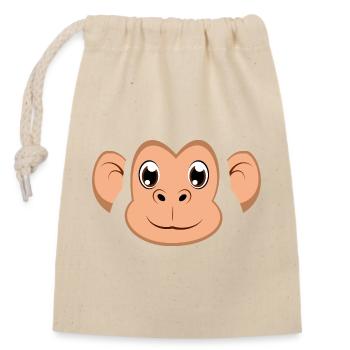 Cute Cartoon Monkey Face Happy Chimp Costume - Closable cotton gift bag (14x20cm) - nature - Front
