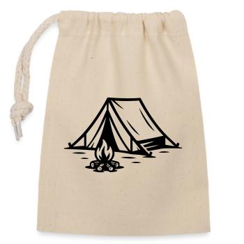 Tent Campfire - Closable cotton gift bag (14x20cm) - nature - Front