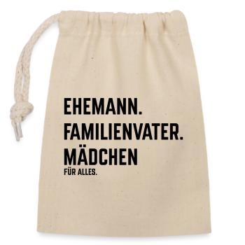 Ehemann Familienvater Mädchen Für Alles (Black) - Verschließbarer Geschenkbeutel aus Baumwolle (14x20cm) - Natur - Vorne