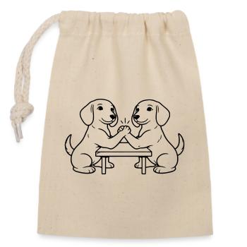 dackel armwrestling armdrücken - Verschließbarer Geschenkbeutel aus Baumwolle (14x20cm) - Natur - Vorne