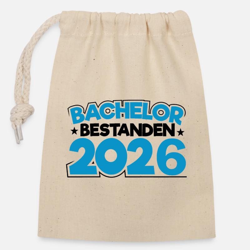 Bachelor 2026 Abschluss Promotion Sponsion - Verschließbarer Geschenkbeutel aus Baumwolle (14x20cm) - Natur