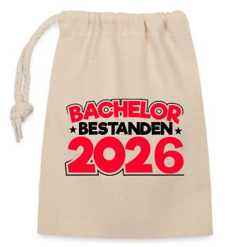 Bachelor 2026 Abschluss Promotion Sponsion - Verschließbarer Geschenkbeutel aus Baumwolle (14x20cm) - Natur - Vorne