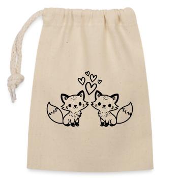 Amour du couple renard - Sac cadeau en coton avec cordon (14 x 20 cm) - nature - Devant