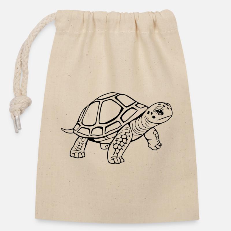 Schildkröten Schildkröten - Verschließbarer Geschenkbeutel aus Baumwolle (14x20cm) - Natur