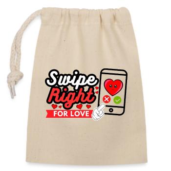 Glissez vers la droite pour l’amour – Déclaration d’amour moderne - Sac cadeau en coton avec cordon (14 x 20 cm) - nature - Devant