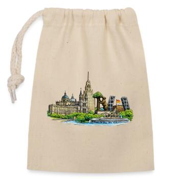 Madrid Skyline  - Verschließbarer Geschenkbeutel aus Baumwolle (14x20cm) - Natur - Vorne