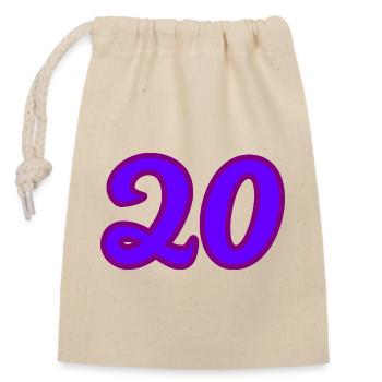 20. 20e ANNIVERSAIRE. ANNIVERSAIRE 20 ANS. 20 ANS. - Sac cadeau en coton avec cordon (14 x 20 cm) - nature - Devant