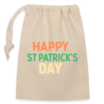 Frohen St. Patrick's Day - Verschließbarer Geschenkbeutel aus Baumwolle (14x20cm) - Natur - Vorne