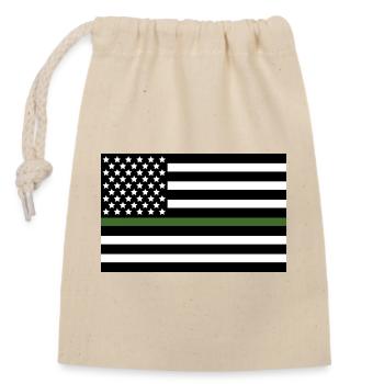 Militärgrüne US-Flaggenlinie - Verschließbarer Geschenkbeutel aus Baumwolle (14x20cm) - Natur - Vorne