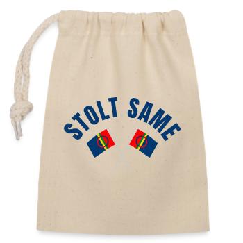 Proud Sami – Drapeaux croisés - Sac cadeau en coton avec cordon (14 x 20 cm) - nature - Devant