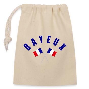 Bayeux Crossed French Flags Emblems - Closable cotton gift bag (14x20cm) - nature - Front