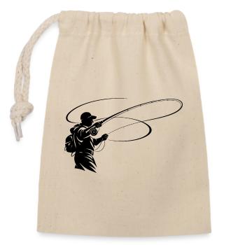 Fly Fishing Silhouette – Angler Design - Closable cotton gift bag (14x20cm) - nature - Front