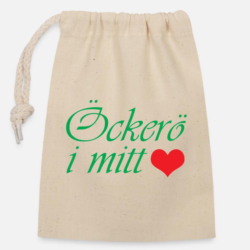 Öckerö in my heart - Closable cotton gift bag (14x20cm) - nature