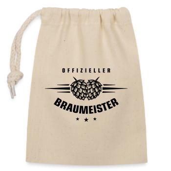 Braumeister Brauerei Hopfen - Verschließbarer Geschenkbeutel aus Baumwolle (14x20cm) - Natur - Vorne