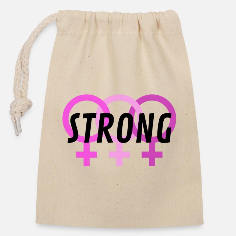 Trio Venus Strong - Sac cadeau en coton avec cordon (14 x 20 cm) - nature