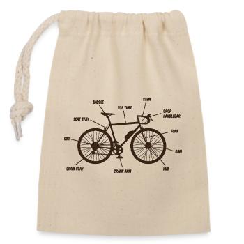 Road Bike Blueprint Road Bike Road Cyclist Design - Closable cotton gift bag (14x20cm) - nature - Front